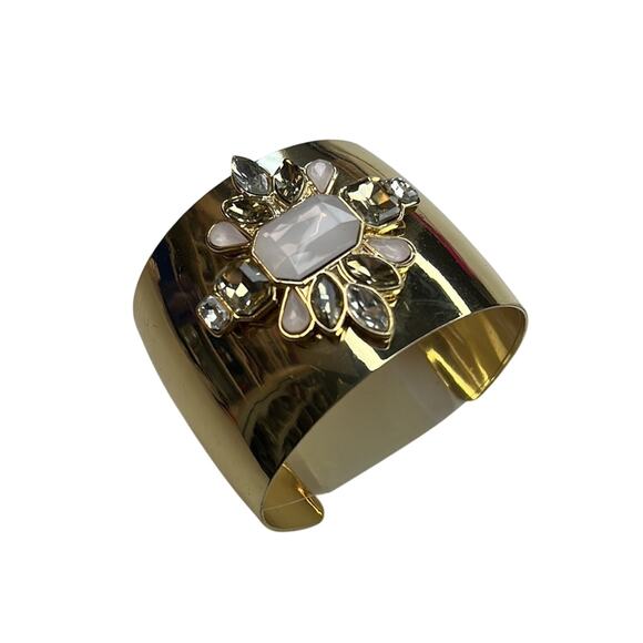 INC International Concepts Large Gold Cuff Bracelet w/ Pink & Silver Gemstones! - Picture 3 of 5